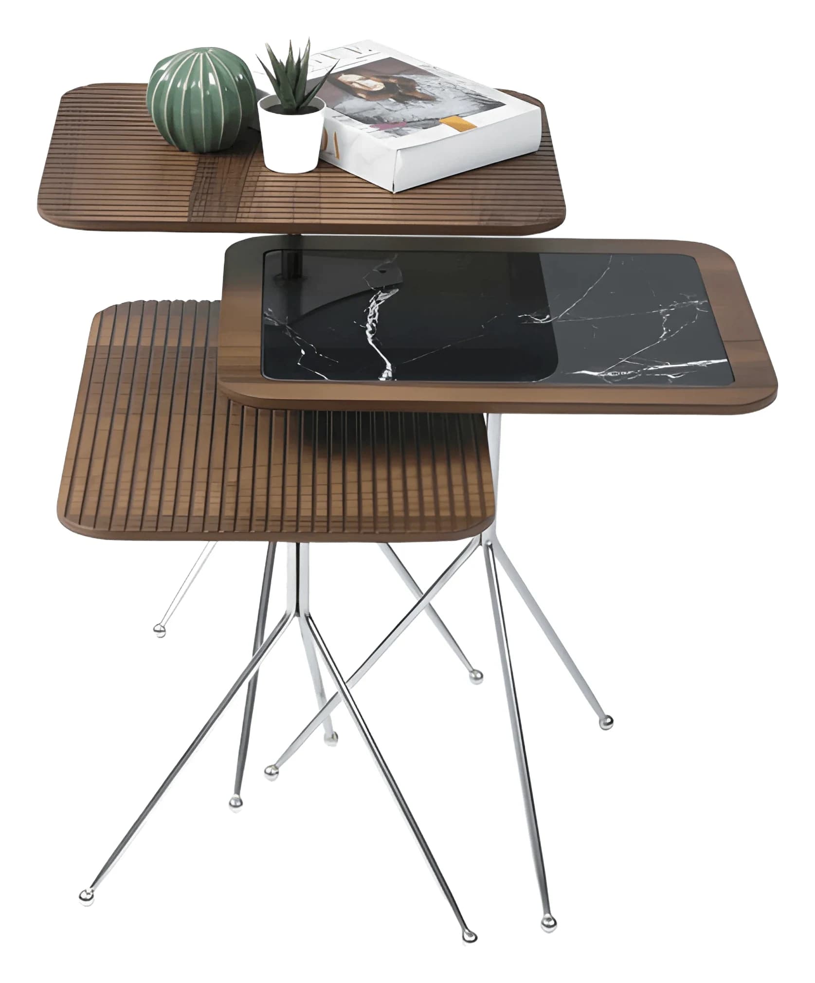 Diamond Nesting Tables — in walnut-krom