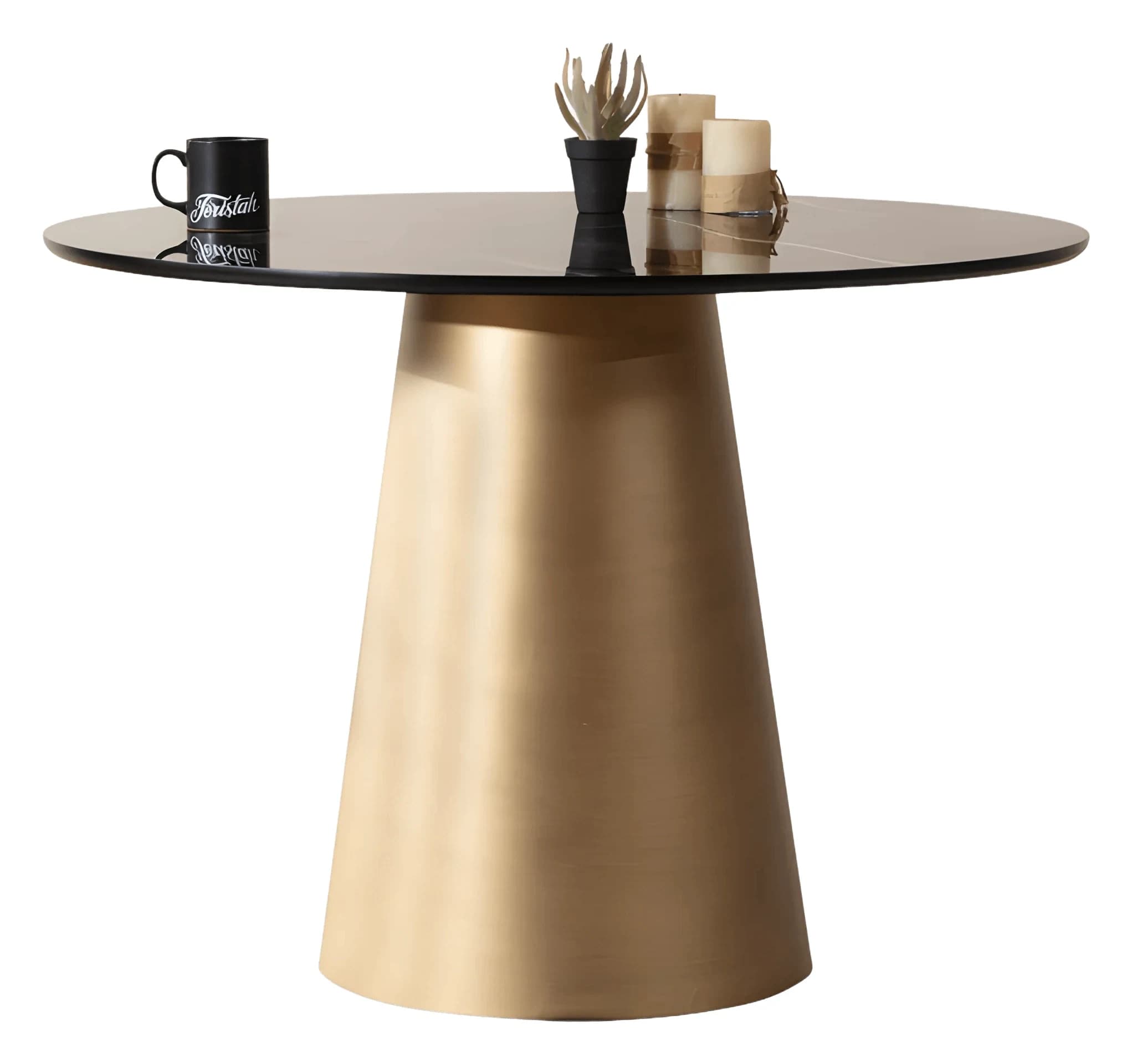 Gusto Round Dining Table — in brass