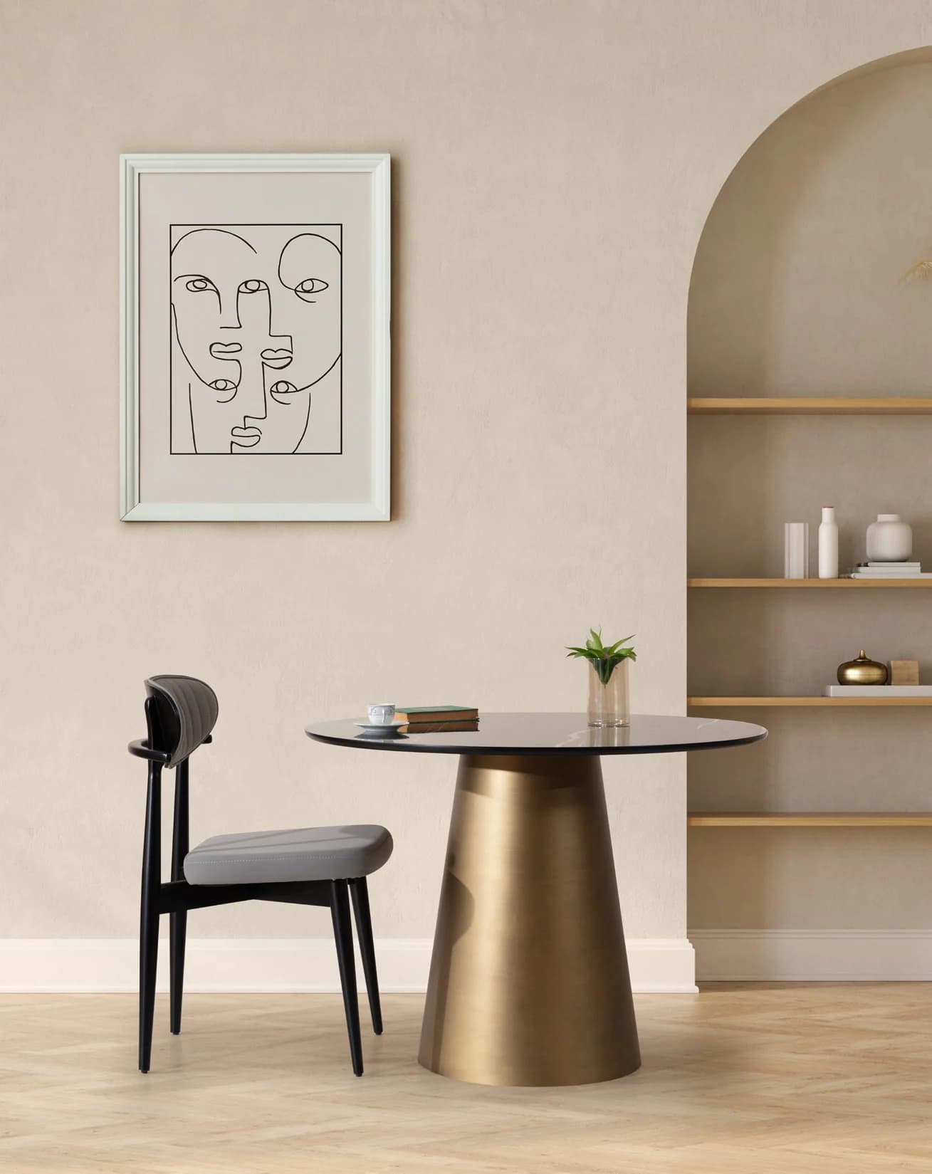 Gusto Round Dining Table — in a styled living room