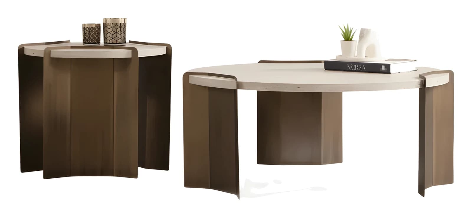 Molly Coffee Table Set — in traverten