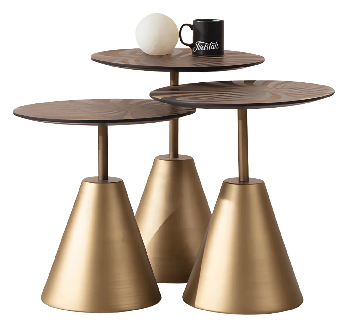 Mont Nesting Tables — in brass conical
