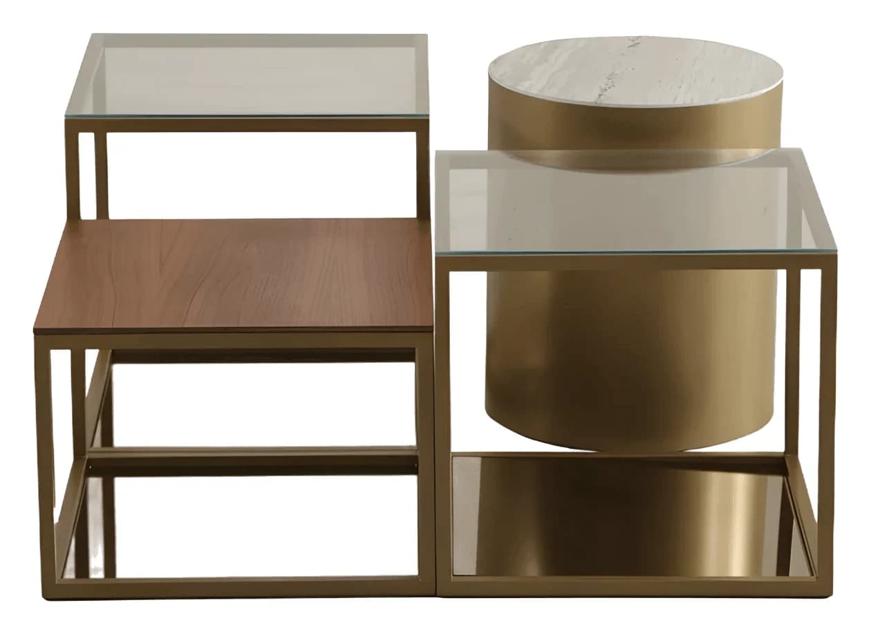 Monte Coffee Table Set — in traverten