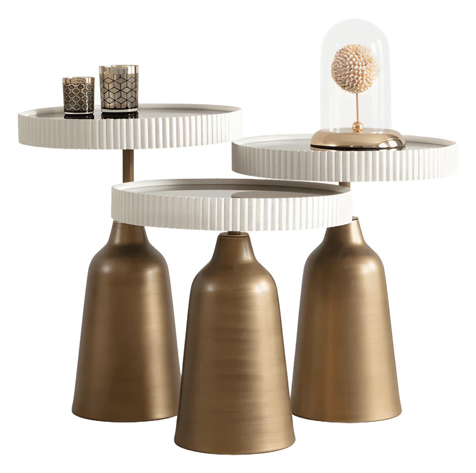 Olivia Nesting Tables — in ekru brass bottle