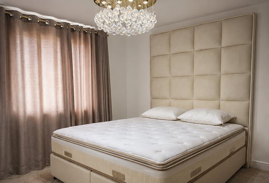 Custom-height panelled headboard made for a Birmingham bedroom