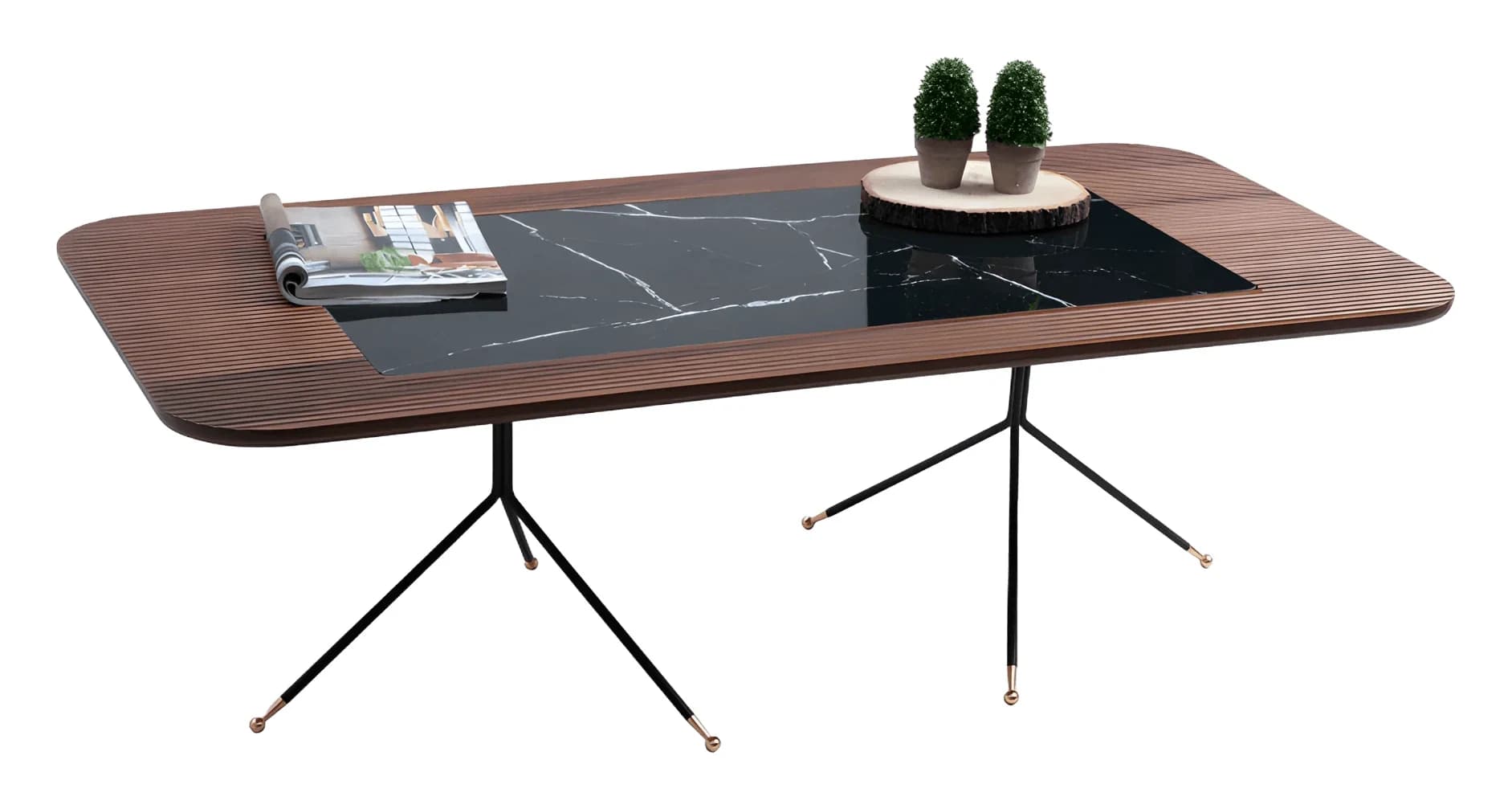 Diamond Coffee Table — in walnut&black