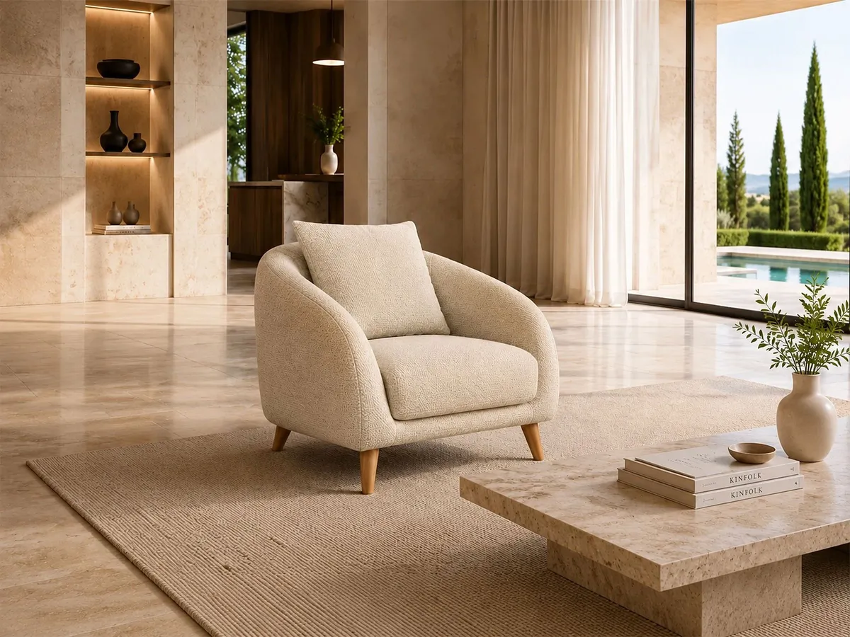 Full SIMENA sofa set in warm green upholstery with button tufting, rolled arms and slim dark legs.