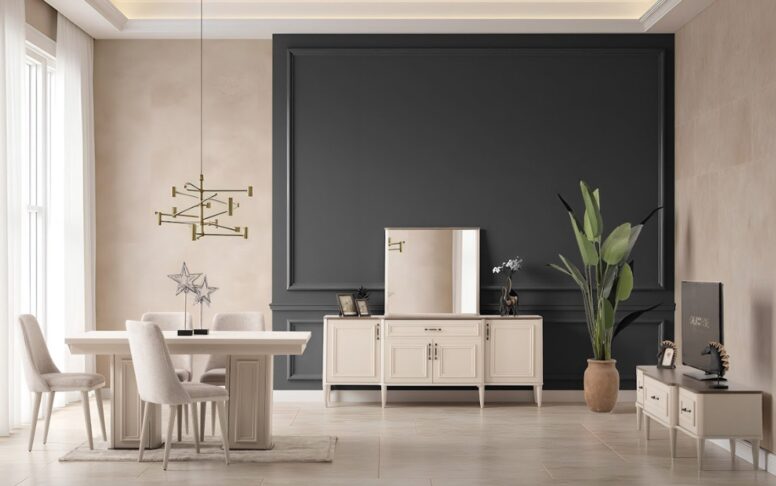 Şık masa ve konsol detaylarıyla Özbay Mobilya yemek odaları, kalite ve konforu bir arada yaşatıyor.