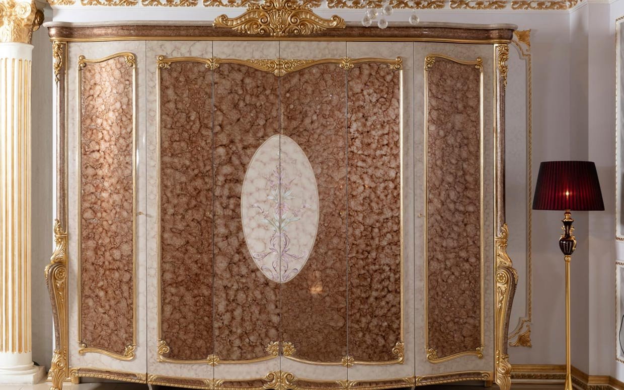 Hk İnci Klasik Kahve Gold Dolap