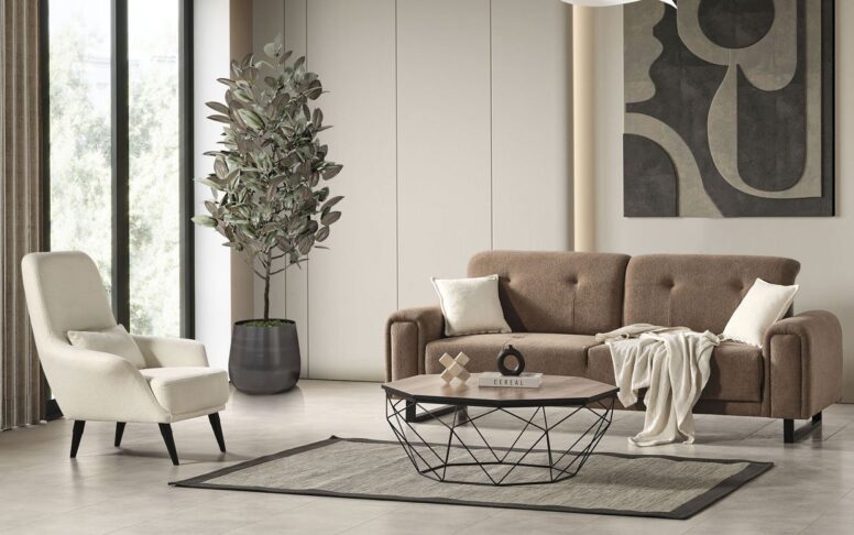 Gürgen ahşap iskeletli, modern çizgilere sahip koltuk takımlarıyla konforu yeniden tanımlayın.