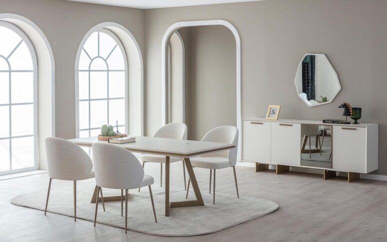 Her köşesinde zarafet! Masa, konsol ve sandalyeleriyle uyumlu modern yemek odası takımı.