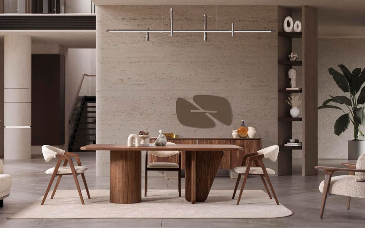 Her detayıyla fonksiyonel tasarımı ön plana çıkan bu model, sıcak tonlarıyla yemek alanınıza samimiyet katar.