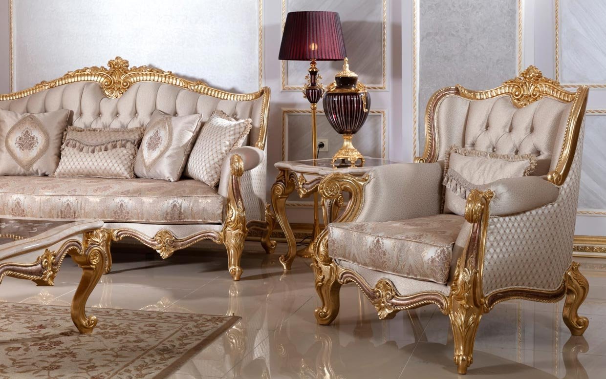 Hk İnci Klasik Kahve Gold Koltuk Takımı | Özbay Furniture