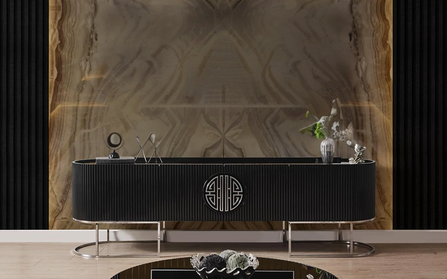 Gucci Silver Black Tv Sehpası